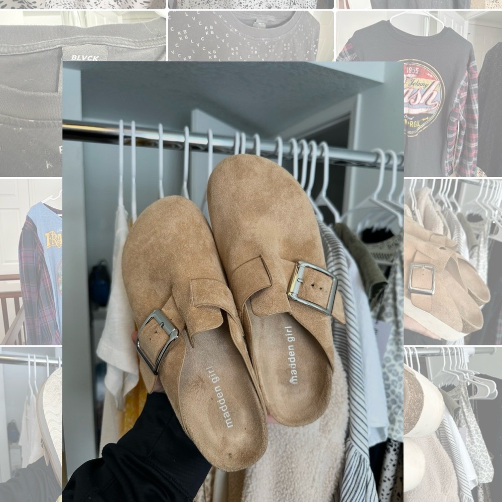 Madden Girl Brown Suede Buckle Slip-Ons